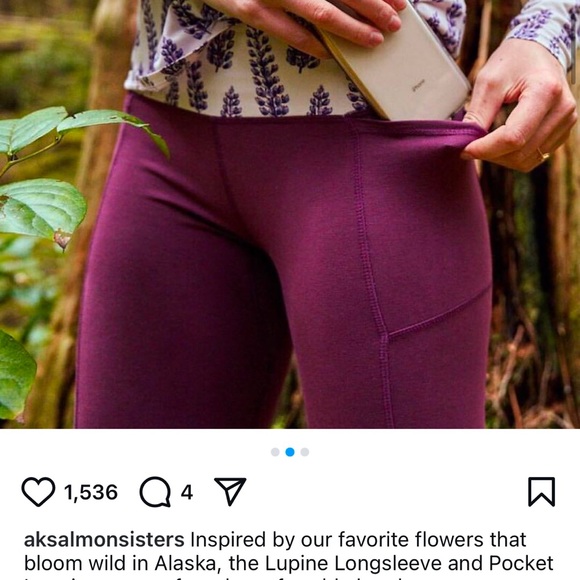 NWT Salmon Sisters pocket lupine leggings - Picture 10 of 10